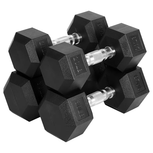 GAOMON Hex Dumbbell Set - Rubber & PEV Coated Free Weights with Non-Slip Anti-Roll Handles for Strength Training (Unisex H...