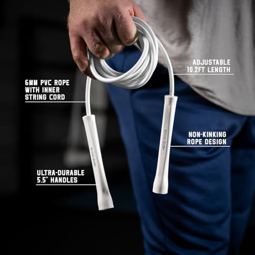 6mm Adjustable Boxing Jump Rope With Inner String Cord, Unbreakable Handles, Hererope Durable Non-Kinking PVC Jump Ropes f...