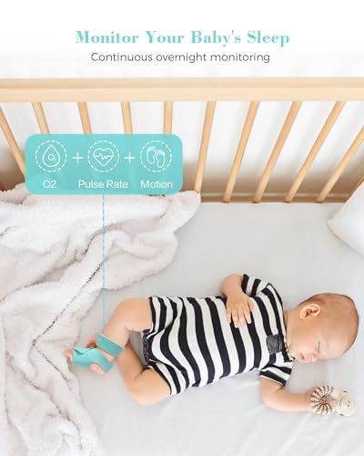 Babytone Baby Sleep Monitor with Base Station- Smart Sleep Sock, Tracking Heart Rate and Movement, Wearable Baby Foot Moni...