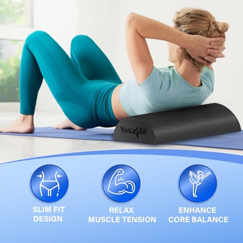 Yes4All Medium Firm PE Half Foam Rollers for Post-Workout Relaxation, 12/18/24/36 inch Foam Roll for Back Massage & Yoga E...
