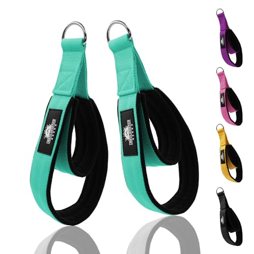 Lights Mountain Durable Pilates Double Loop D-Ring Straps - Padded Handles for Reformer, Yoga & Home Gym Workouts
