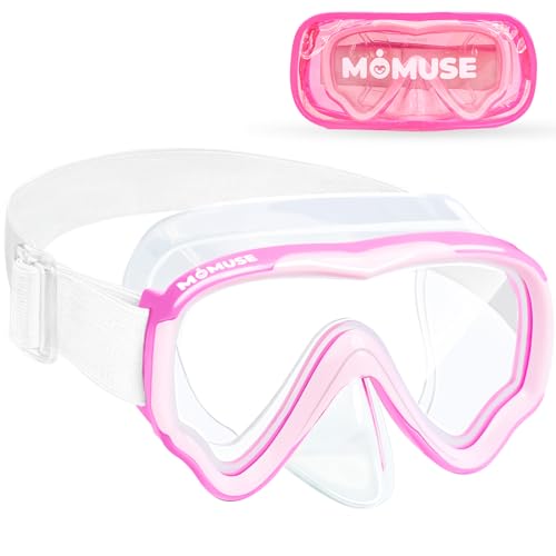 MOMUSE Kids Swim Goggles with Soft Fabric Strap, Diving Mask with 3D No-Leak Nose Cover, Anti-Fog & Shatterproof Lens, Swi...