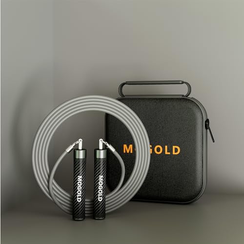 MOGOLD 1lb Weighted Jump Ropes for Women & Men with 1/2 Pound Jump Rope Cable & Thicker Leather Jump Rope Weighted Handle...