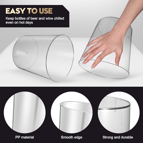 Norme 18 Pcs Plastic Ice Bucket for Parties 5L Clear Wine Bottle Chiller with Handles Round Beverage Tub with Plastic Ice ...
