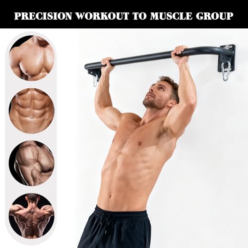 ANOSWXG Wall Mounted Pull Up Bar, Door Frame Pull Up Bar for Home Gym, Professional Drill-Required Chin Up Bar for Secure ...