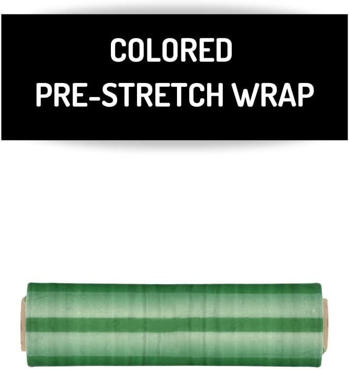 PSBM Green Stretch Wrap, 15 Inch x 1476 Feet, 4 Pack, Tinted Pre-Stretched Shrink Wrap Film for Moving, Packaging, Pallet Wrapping