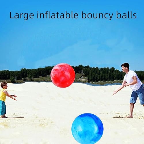 GCQJOQ 2 Pcs Marbleized Bouncy Balls for Kids Large-Sized Ball Inflatable Rubber Playground Sensory Balls for Beach Pets I...