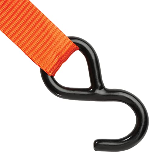 Black+Decker BDX1004 Black/Orange 1" x 10' Cam-Buckle Tie Down Straps - 300 lb Safe Working Load / 900 lb Break Strength, ...