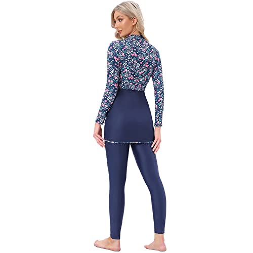 Women Burkini Swimsuits Modest Muslim Swimwear Islamic Long Sleeve Full Cover Hijab Top Swim Pants Bathing Suit