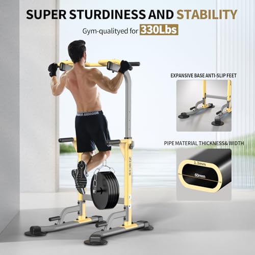 Z ZHICHI Pull Up Dip Station For Home Gym Strength Training Fitness Workout Station Chin-Ups Push-Ups Pull-Ups Dip-Ups 330...