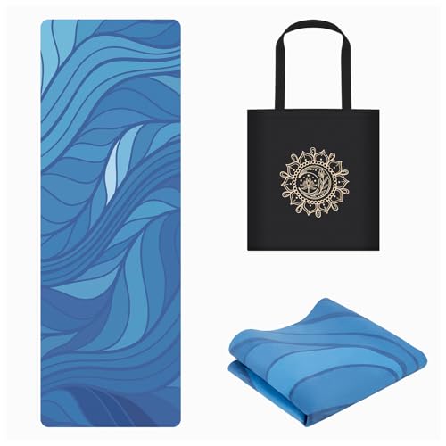 JOOEER Foldable Yoga Mat, Non-slip Suede Fitness Mat With Carry Bag for Yoga, Exercise, Pilates, 1.5mm Thick Lightweight E...