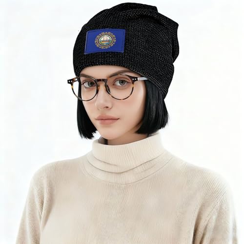 YANYU New Hampshire State Flag Print Lightweight Waffle Pullover Hat Men Women Winter Headwear Outdoor Camping Travel
