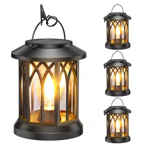 WdtPro 4 Pack Solar Lantern Outdoor Lights, Upgraded Bright Solar Lanterns Outdoor Waterproof, Hanging Solar Powered Lante...