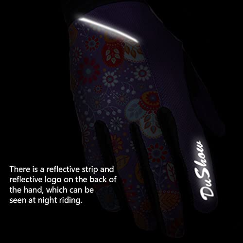 DuShow Bike Gloves for Women Cycling,Pink Floral Workout Gloves Women,Full Finger Biking Driving Riding Gloves for Women,G...