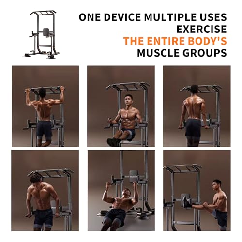 Adjustable Pull Up Bar for Home with Backrest, 6-Level Height Adjustment (69-94.5 inches), 352lb Capacity Carbon Steel Fra...