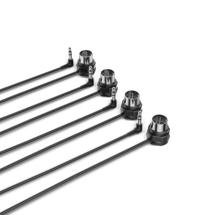 CME TRS MIDI Cable 4-Pack - TRS Type A (3.5mm - 1/8   ) to 5-pin DIN, 2FT / 60CM, Low-Profile - Right Angle Ultra-Thin Plugs for