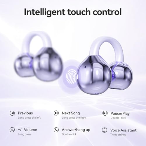 Piluyaa Clip-on Earbuds,Open Ear Earbuds Wireless Bluetooth 5.4, Lightweight Open Ear Headphones with C-Shaped Bridge,Slim...