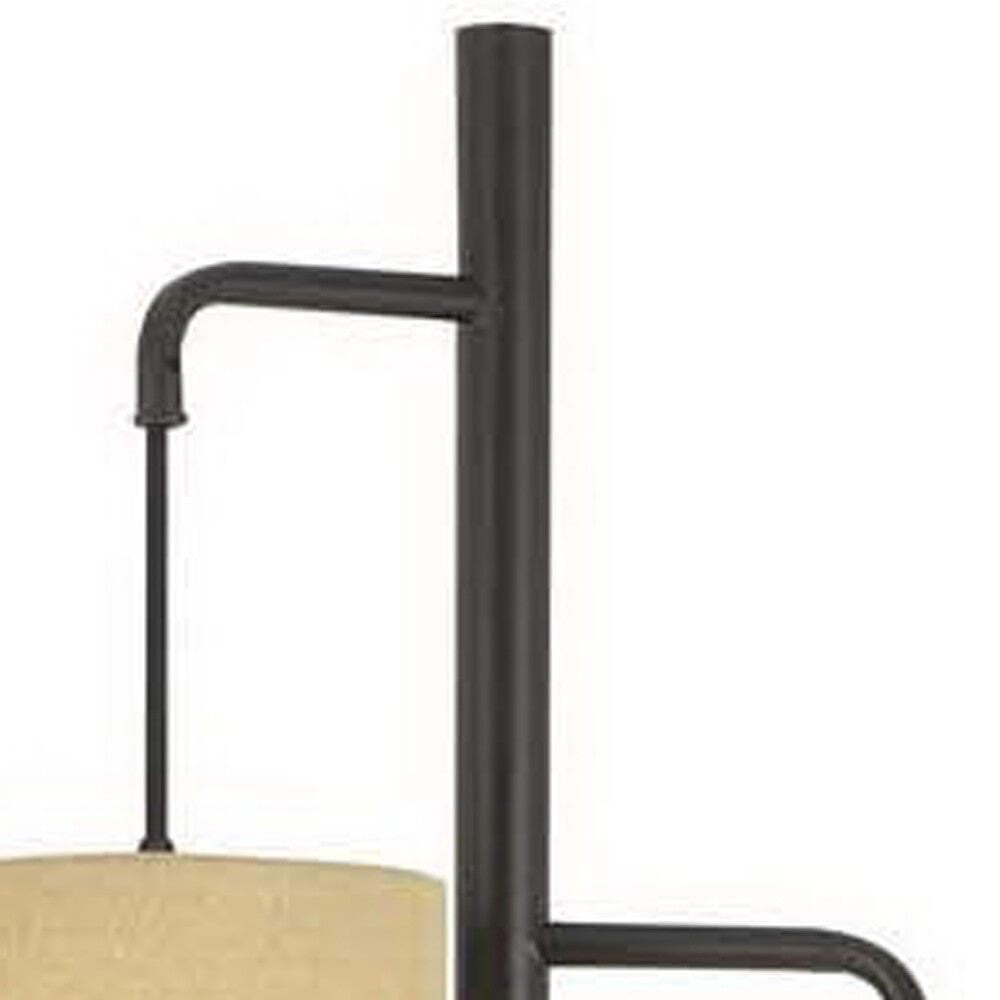 Homeroots Three Light Traditional Floor Lamp, 72 In., Metal, Beige Drum Shade, Bronze Finish