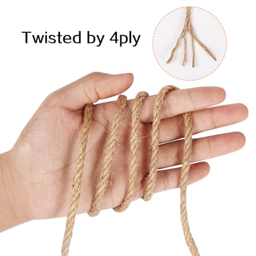 Vivifying 5mm Jute Rope, 98 Feet Strong Natural Jute Twine for Crafts, Cat Scratching Post, Garden Plants, Bundling and Ha...