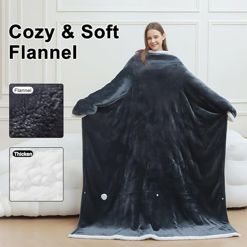 KINGTE Wearable Heated Blanket Portable with Sleeves & Foot Pocket - Electric Snuggle Throw Blanket, 8 Heat Settings, 1-12...