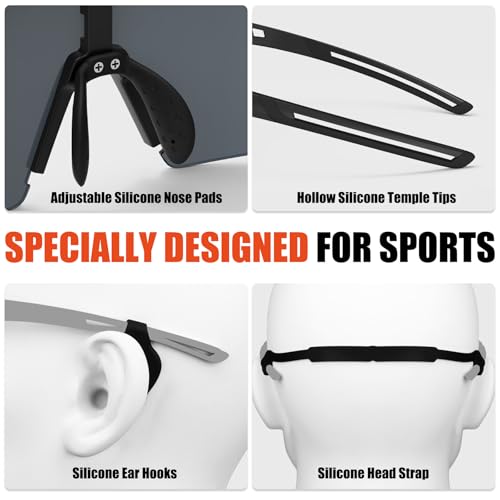 X-TIGER Polarized Cycling Glasses with 5 Interchangeable Lenses,MTB Biking Baseball Running Sports Sunglasses for Men Women