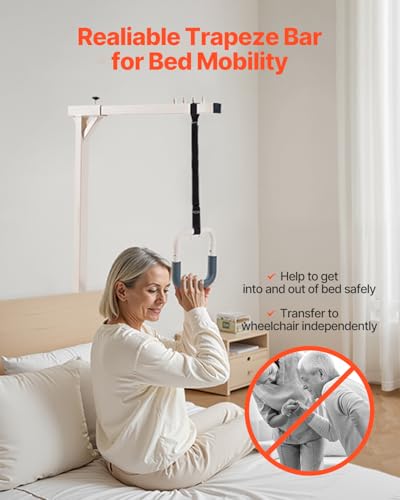 VEVOR Trapeze Bar for Bed Mobility, Heavy-Duty Steel Free Standing Trapeze Bar 250 LBS Weight Capacity, Hospital Bed Pull ...