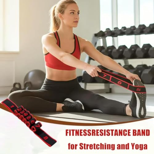 3PCS Fitness Resistance Band for Stretching and Yoga, Number Stretch Resistance Band with Clear Markings, 8-Section Elasti...