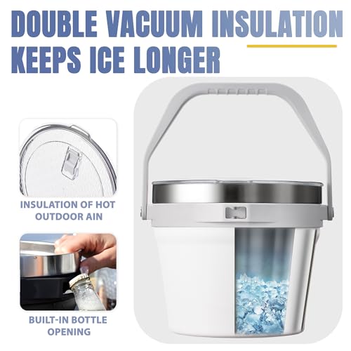 COKTIK 7L Vacuum Insulated Ice Bucket with Lid and Scoop& Tongs，Large capacity Stainless Steel Beverage Bucket for Cocktai...