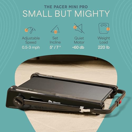 LifePro PacerMini Compact Small Walking Pad Treadmill with Incline – Under Desk Walking Treadmill for Home Mini Apartment...