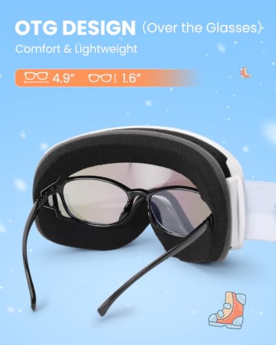 OutdoorMaster Kids Ski Goggles OTG Snowboard Goggles with 100% UV Protection Kids Snow Goggles for Boys Girls Toddler