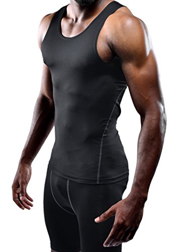 NELEUS Men's 3 Pack Athletic Compression Under Base Layer Sport Tank Top