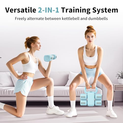 Hezeyferg 2-in-1 Adjustable Dumbbells Set, 4 Levels Weight Dumbbells Set for Women Men, Each 2.2/3.3/4.4/5.5lb Hand Weight...