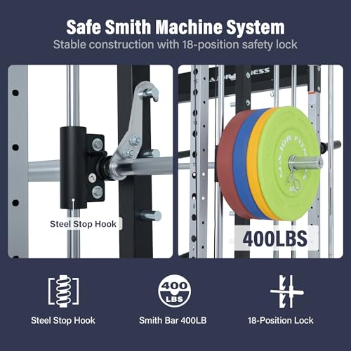 Major Fitness Drone MAX V Smith Machine with Weight Stacks, All-in-One Home Gym Squat Rack--2500LB Capacity, Dual LAT Pul...