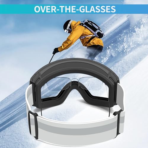 RIOROO Pro Ski Goggles for Men Women, Magnetic With Detachable Anti-Fog Lens, 100% UV Protection, OTG