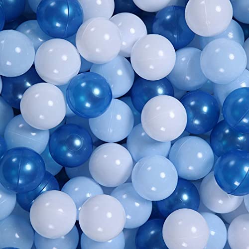 GOGOSO Ball Pit Balls for Toddler, Baby Plastic Playballs Kids Soft Pastel Pelotas Non-Toxic BPA-Free Pearl Blue+Light Blu...
