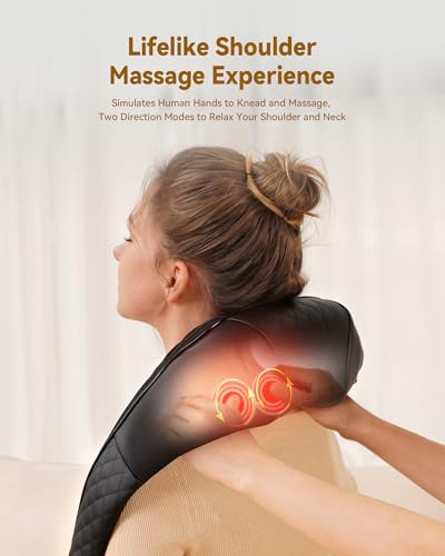 Shiatsu Neck and Back Massager with Heat, Neck and Shoulder Massager, 4D Deep Tissue Kneading Massage for Leg, Full Body M...