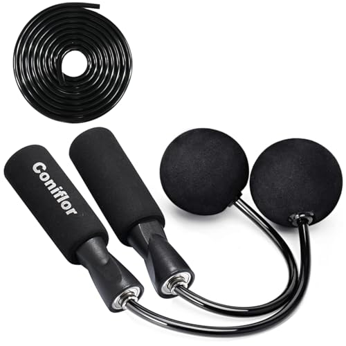 Coniflor 2 in 1 Jump Rope for Women Men and Kids - Tangle-Free Cordless Skipping Jump Rope with Ball Bearings and Foam Han...