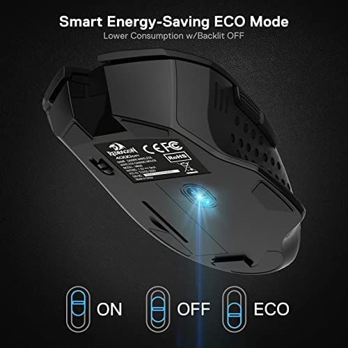 Redragon M656 Gainer Wireless Gaming Mouse, 4000 DPI 2.4Ghz Wireless Mouse w/ 5 DPI Levels, 7 Macro Buttons, Red LED Backl...