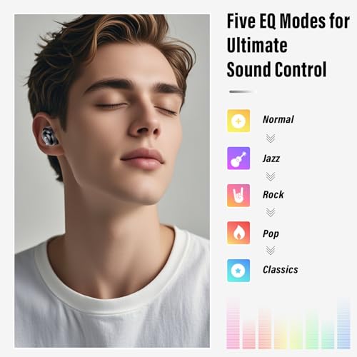 VEKJ Sleep Earbuds, Bluetooth 5.4 in Ear Smart Touch Screen Earbuds, 48H Mini Sleep Headphones Small Design for Side Sleep...