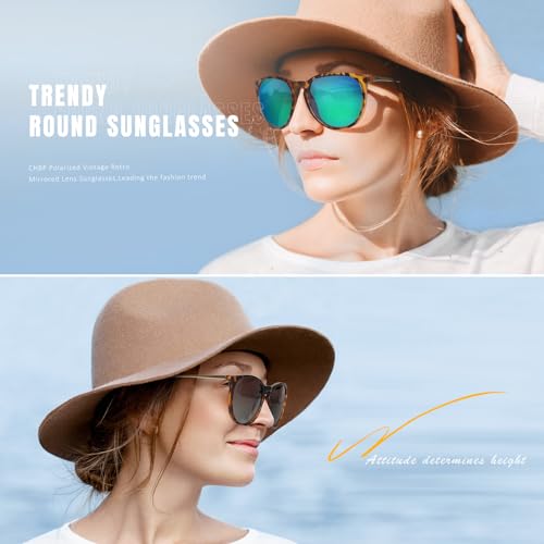 CHBP Polarized Sunglasses for Women Men - Trendy 2025 Vintage Classic Retro Round Mirrored Lens Designer Style
