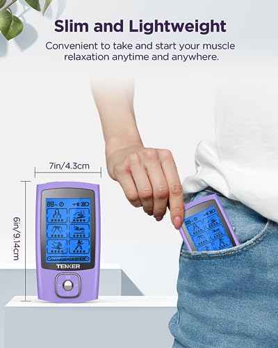 TENKER TENS Unit Muscle Stimulator, 24 Modes TENS EMS Machine for Pain Relief Therapy/Pain Management, Rechargeable Electr...