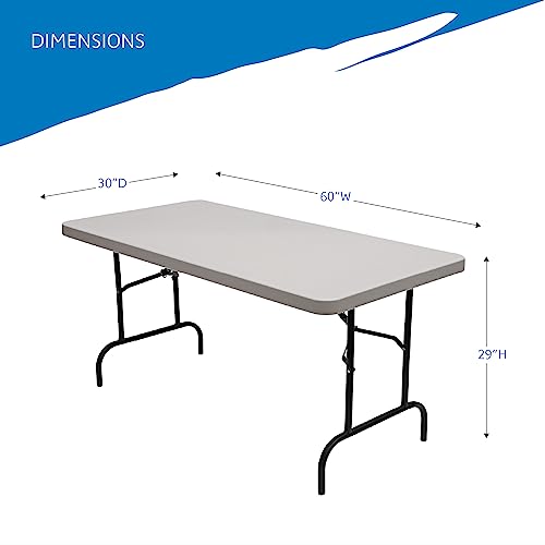 Iceberg IndestrucTable Commercial Folding Table – Heavy-Duty 60” Plastic Utility Table for Indoor/Outdoor Use, Platinum Gr...