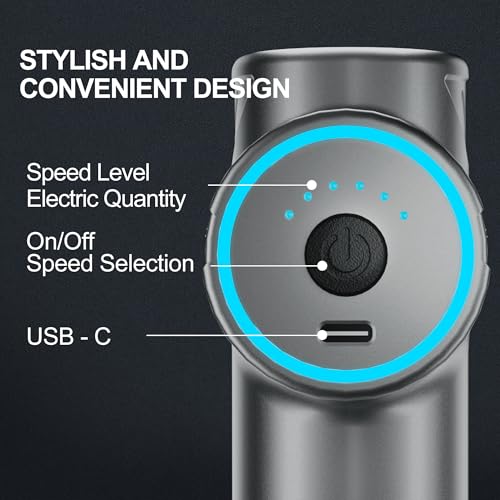 LEERCON Mini Massage Gun, Deep Tissue Relief, 6 Speeds, 4 Heads, Portable for Travel, Office & Home, Gift for Men & Women...