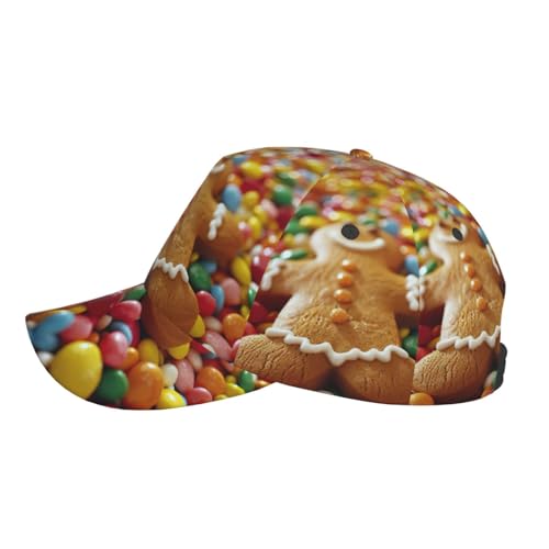 bmnaswt Gingerbread Man Candy Print Fashion Curved Edge Baseball Cap for Men Women, All-Season Outdoor Sports Travel Cap B...