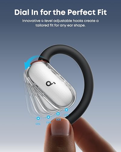 Soundcore V40i by Anker, Open-Ear Headphones, Clear Design, Lidless Case, 4 Adjustable Positions for Every Ear Size, Riche...