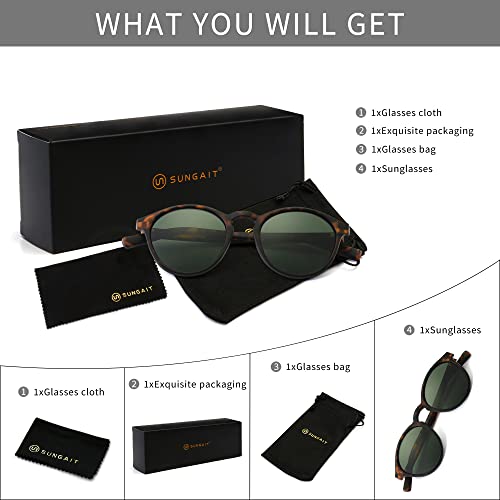 SUNGAIT Classic Vintage Round Polarized Sunglasses for Women Men Retro Style UV400