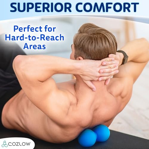 COZLOW Double Lacrosse Massage Ball - Cobalt Blue - Peanut Trigger Point Roller for Mobility, Deep Tissue Therapy, Myofasc...