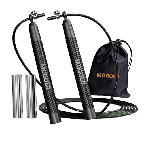 Mogold speed jump rope incl. 2 PVC Steel Cables 2.0mm/3.0mm| Ideal for Crossfit, Fitness, Boxing and Easy Double Under | M...