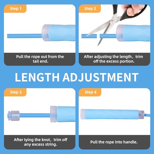 YUEDONG 7mm Thick Weighted Jump Rope for Fitness - Adjustable Heavy PVC Skipping Rope with Ball Bearings, Wave Texture Erg...
