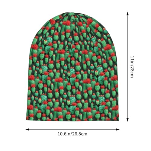 Many Small Cactus Art Print Soft Beanie Hat for Men Women Warm Fashion Cap for Jogging Cycling Gift Outdoor Use Black